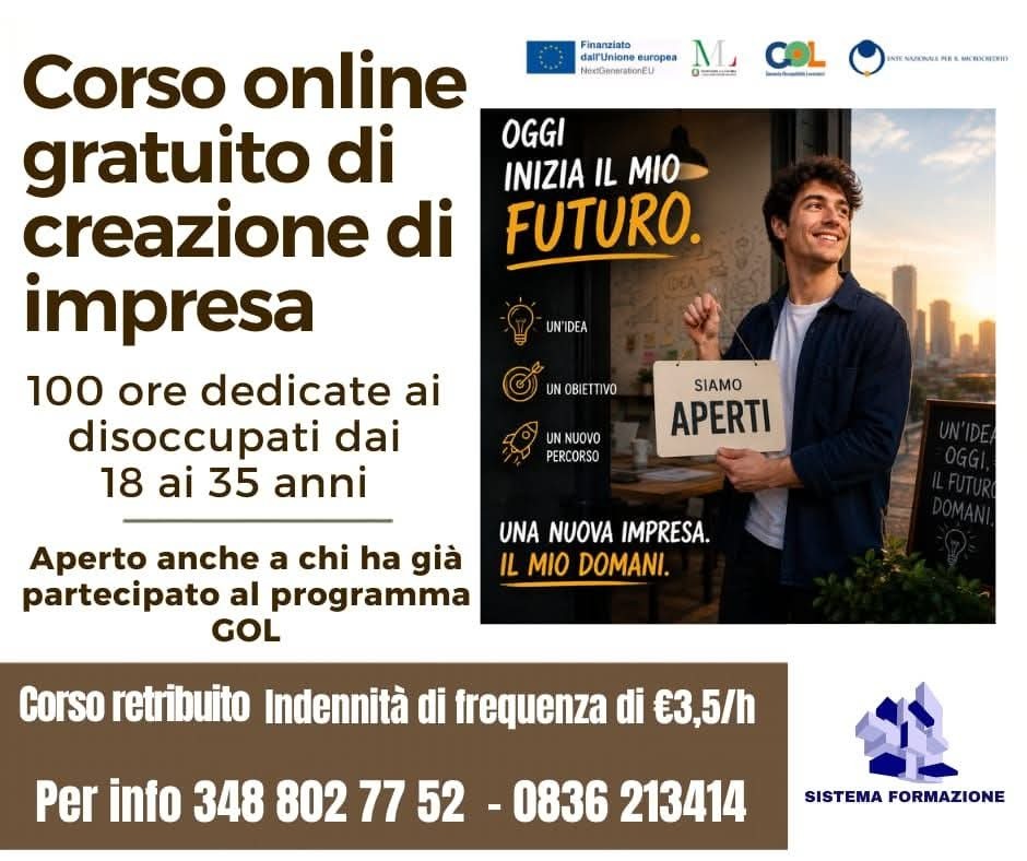 CORSO GRATUITO AUTOIMPIEGO